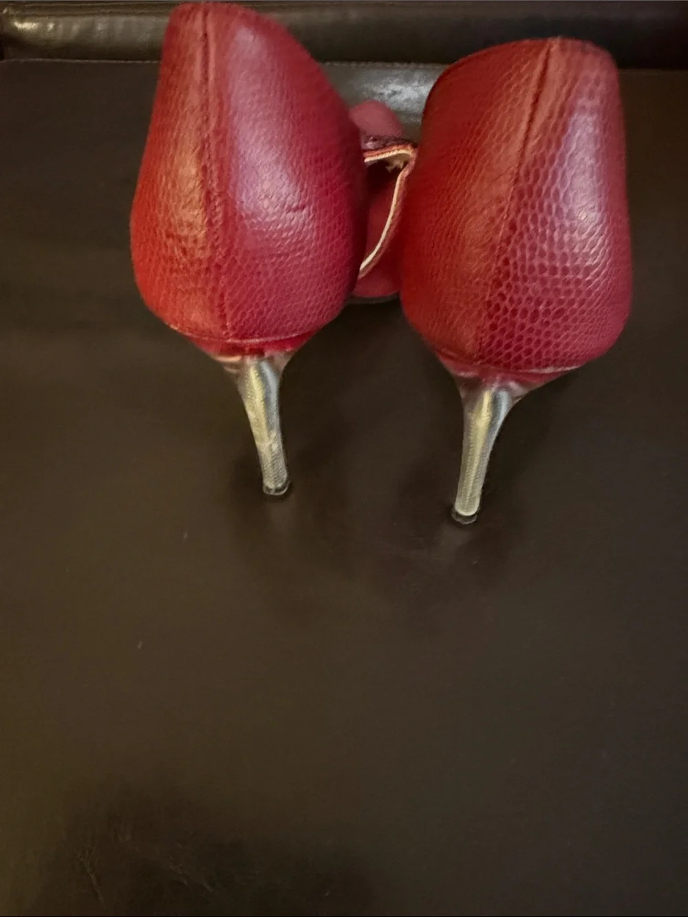 Dollhouse Burgundy Pointed Toe Sequin Embellished Heels